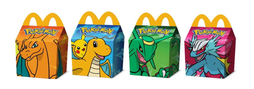 A McDonald's Pokemon Happy Meal box that signifies a collaboration between McDonald's and anime fans, including references to the manga, anime, and previous partnership with Pokémon.