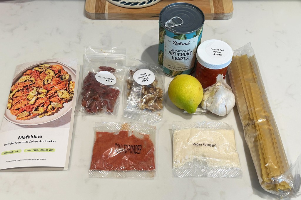 Food arranged at the counter